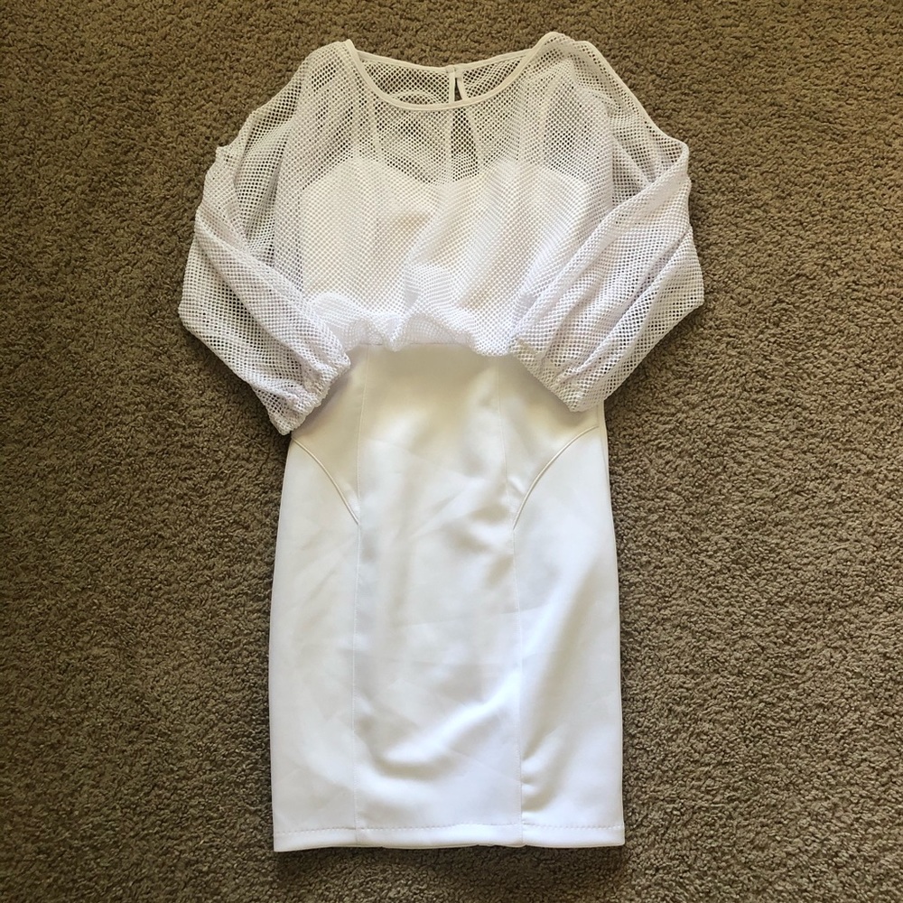 White Formal Layered Midi Dress